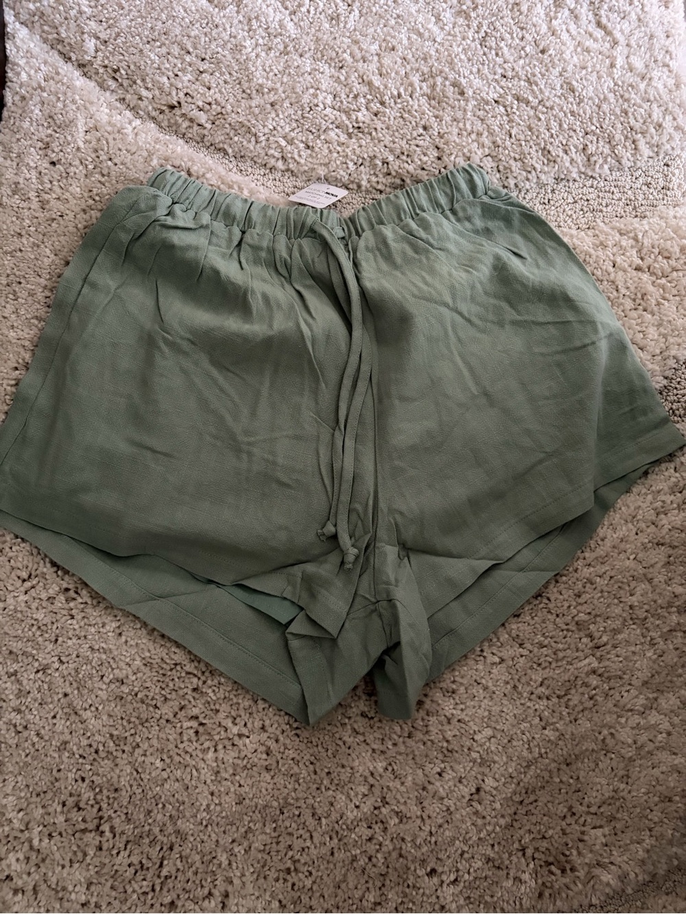 Fashion Nova Sage Green High-Waist Drawstring Shorts